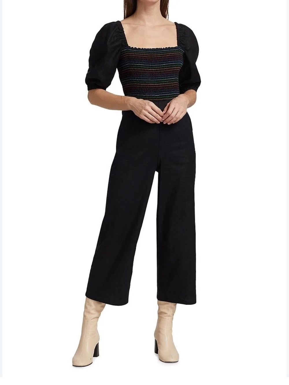 NWT Something Navy Mattie Smocked Jumpsuit